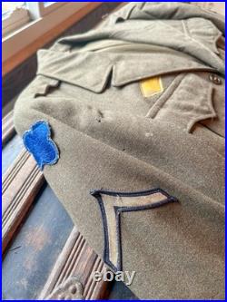WWII U. S. Army Air Forces Named to PFC E. Vaux (Jacket. Flag. Musette Bag)