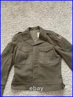 WWII US 8th Army Air Forces Ike Jacket Uniform WW2 Sz 36R Wool Patches