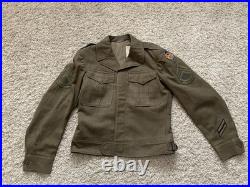 WWII US 8th Army Air Forces Ike Jacket Uniform WW2 Sz 36R Wool Patches