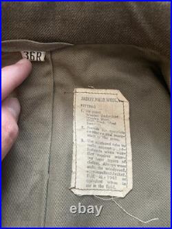 WWII US 8th Army Air Forces Ike Jacket Uniform WW2 Sz 36R Wool Patches