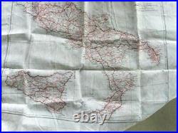 WWII US ARMY AIR FORCE SILK BAILOUT MAP ITALY Swiss Frontier Sicily