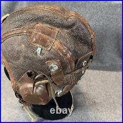 WWII US ARMY AIR FORCE TYPE B-5 PILOTS LEATHER FLYING HELMET AVIATOR With COMS