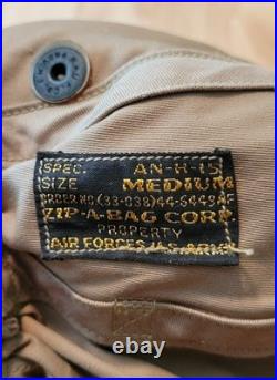 WWII US ARMY AIR FORCES AN-H-15 Zip-A-Bag Corp. Aviator's Summer Helmet, Sz. M