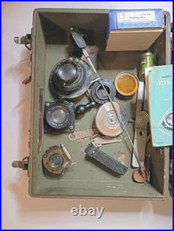 WWII US ARMY AIR FORCES Camera Gun Sight Aiming Point Storage Case With Lenses +
