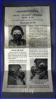 WWII US ARMY AIR FORCES PILOTS FLIGHT OXYGEN MASK TYPE A-14 with original BOX