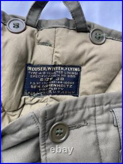 WWII US Army Air Corp A-8 Flying Pants Quilted Size 38