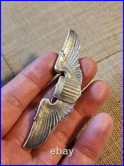 WWII US Army Air Corps Air Force AECO Sterling Silver Pilot Eings Pin