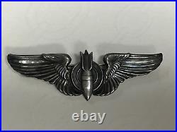 WWII US Army Air Corps Air Force Sterling Silver Bomber Wings 3 Inch 3 EUC