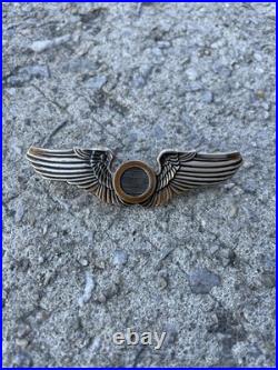 WWII US Army Air Force 3 Sterling Silver Amcraft Snowflake Observer Wings Pin
