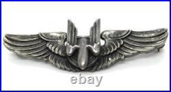 WWII US Army Air Force AAF Amico Sterling Silver Ariel Gunner Wings Pin