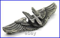 WWII US Army Air Force AAF Amico Sterling Silver Ariel Gunner Wings Pin