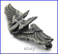 WWII US Army Air Force AAF Amico Sterling Silver Ariel Gunner Wings Pin