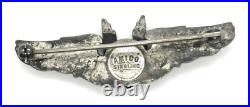 WWII US Army Air Force AAF Amico Sterling Silver Ariel Gunner Wings Pin