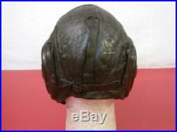 WWII US Army Air Force AAF Type A-11 Leather Pilot Flying Helmet Size Med NICE