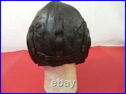 WWII US Army Air Force AAF Type A-11 Leather Pilot Flying Helmet Sz Large 1945