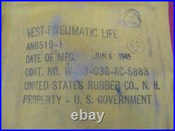 WWII US Army Air Force AN6519-1 Mae West Inflatable Life Preserver Vest 1945