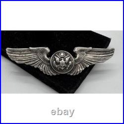 WWII US Army Air Force Air Crew Wings Sterling Silver Pin A. E. Co Utica NY 3in