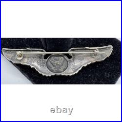 WWII US Army Air Force Air Crew Wings Sterling Silver Pin A. E. Co Utica NY 3in
