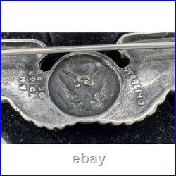 WWII US Army Air Force Air Crew Wings Sterling Silver Pin A. E. Co Utica NY 3in