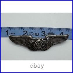WWII US Army Air Force Air Crew Wings Sterling Silver Pin A. E. Co Utica NY 3in