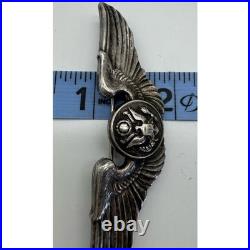 WWII US Army Air Force Air Crew Wings Sterling Silver Pin A. E. Co Utica NY 3in