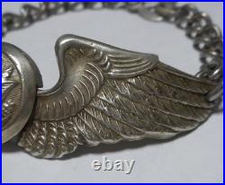 WWII US Army Air Force Crew Wings Ludlow London Sweetheart Bracelet Trench Art