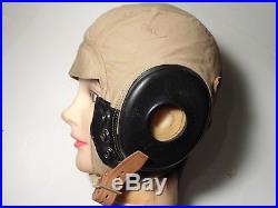 WWII US Army Air Force Fighter Pilot Helmet Flying Flight Cap Bates Shoe Co MINT