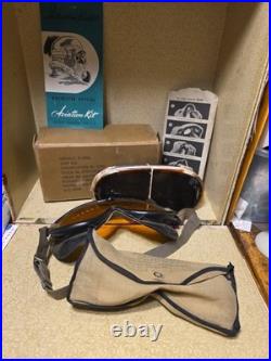 WWII US Army Air Force Flying Goggles Type B-8 With Box & Spare Lenses