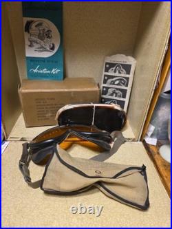 WWII US Army Air Force Flying Goggles Type B-8 With Box & Spare Lenses