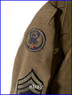 WWII US Army Air Force Ike Jacket, Bullion 15th Air Force Patch