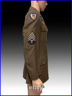 WWII US Army Air Force M1941 Technician Fourth Grade Coat 9th AAF Military Unifo