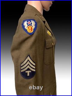 WWII US Army Air Force M1941 Technician Fourth Grade Coat 9th AAF Military Unifo