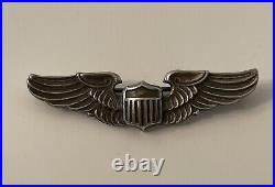 WWII US Army Air Force Pilot Sterling Silver Wings Pin AMICO