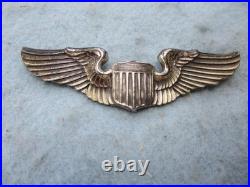 WWII US Army Air Force Pilot Wings Large 3 Jacket Insignia Sterling Amcraft Mkd