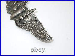 WWII US Army Air Force Pin Back 3 Detailed Feathering GUNNER Wings Sterling