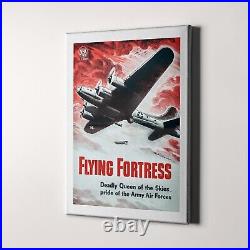 WWII US Army Air Force Propaganda B17 Flying Fortress Canvas Wall Art Print