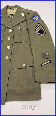 WWII US Army Air Force Sergeant Dress Jacket withTie, Cover, Patches 38S Excellent