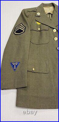 WWII US Army Air Force Sergeant Dress Jacket withTie, Cover, Patches 38S Excellent