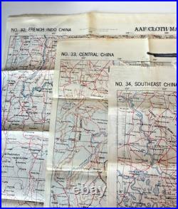 WWII US Army Air Force Silk Pilot Escape Map 1943 1944 Asiatic Series Lot of 3