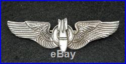 WWII US Army Air Force Sterling Bombardier Wings Pin Back Theater Made Full Size