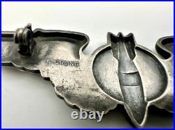 WWII US Army Air Force Sterling Silver Full Size 3 Bombardier Wings Pin Back