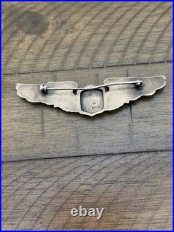 WWII US Army Air Force Sterling Silver Full Size Pilot Wings Pin 3