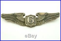 WWII US Army Air Force Sterling Silver Glider Pilot Wings Pin Full Size 3 LGB