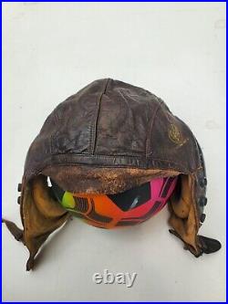 WWII US Army Air Force Type A-11 Leather Flight Helmet 3189 Medium