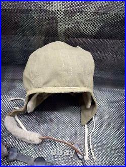 WWII US Army Air Force Type A-9 Summer Flight Helmet OD Small
