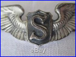 WWII US Army Air Force USAAF 3 Service Pilot Wing Clutchback Sterling Silver