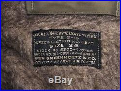 WWII US Army Air Force issue Pilots B-15 Flight Jacket size 36 AAF Airborne
