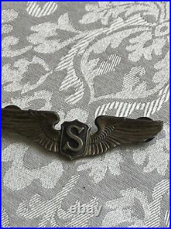 WWII US Army Air Forces 3 Sterling Silver Service Pilot Wings Jacket Pin #2