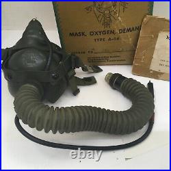 WWII US Army Air Forces Bulbulian Oxygen Mask Type A-14 Sz Large Dated 3-44 USA