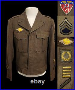 WWII US Army Air Forces Ike Jacket with SSI Patch, Chevrons & Sewn-On Patches